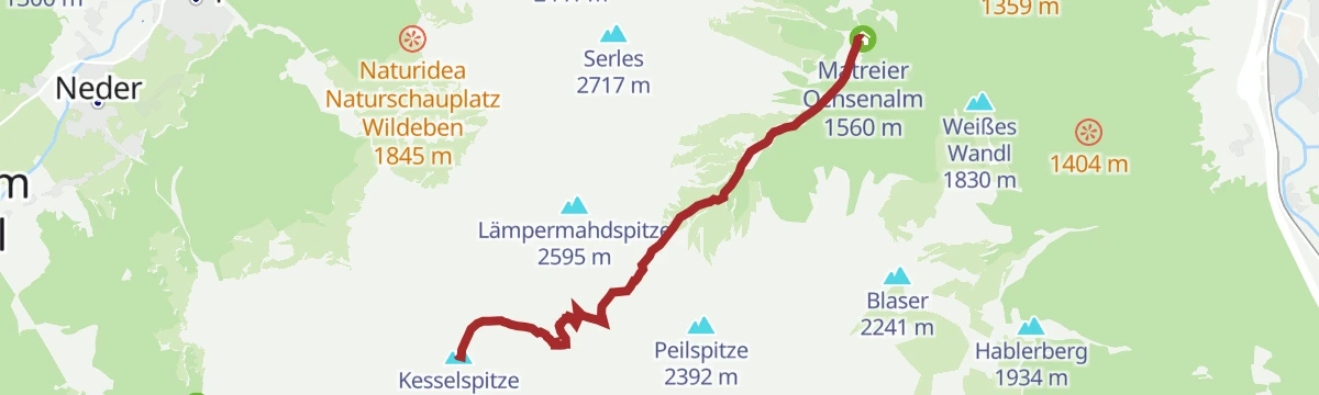 Route map: Kesselspitze (2.728 m)